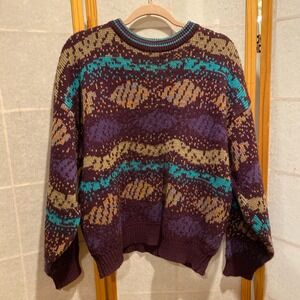 Saturdays Vintage Geometric Pattern Acrylic Knit Sweater Size L